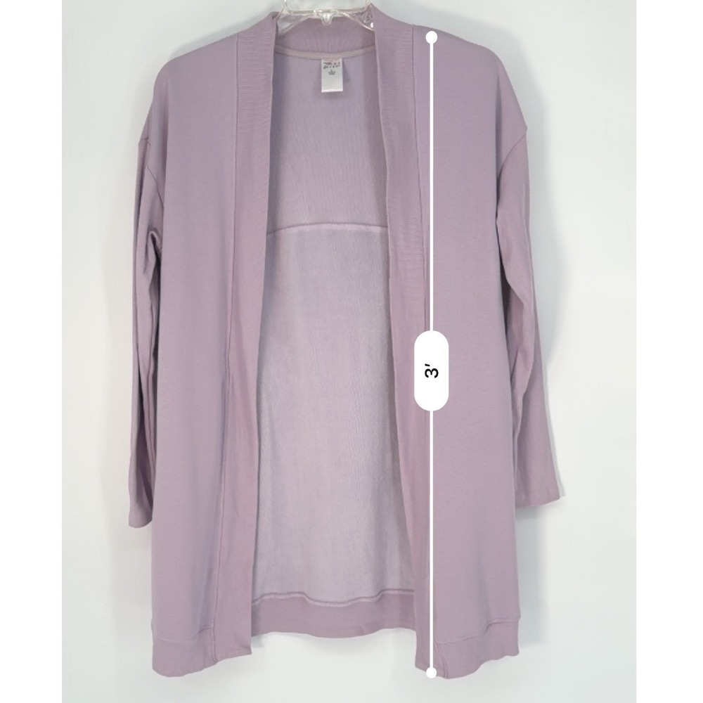 PBX Pro Lavender Fleece Lined Open Front Cardigan Pockets Purple L Chic 101-31 - Picture 6 of 10